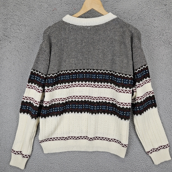 Vintage Grandpa Romanian Knitted Sweater Large Long Sleeve Cream - Picture 8 of 9